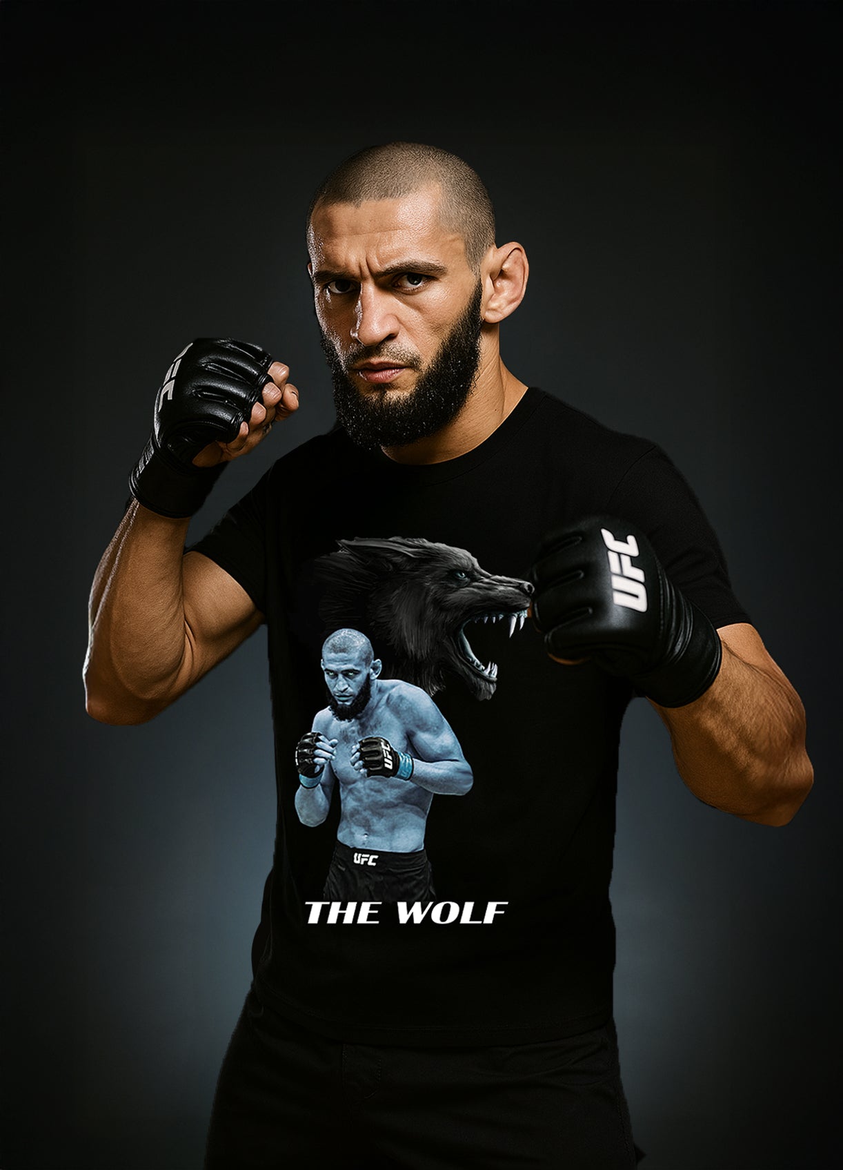 Khamzat „THE WOLF“ Chimaev T-shirt Blue / Хамзат „ВЪЛКЪТ“ Чимаев Тениска Син