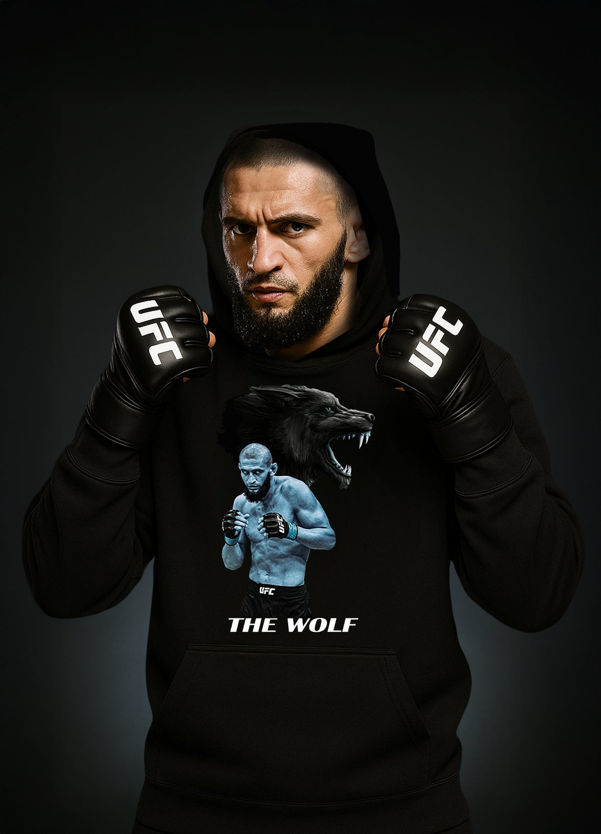 Khamzat „THE WOLF“ Chimaev Hoodie Blue / Хамзат „ВЪЛКЪТ“ Чимаев Суичер Син