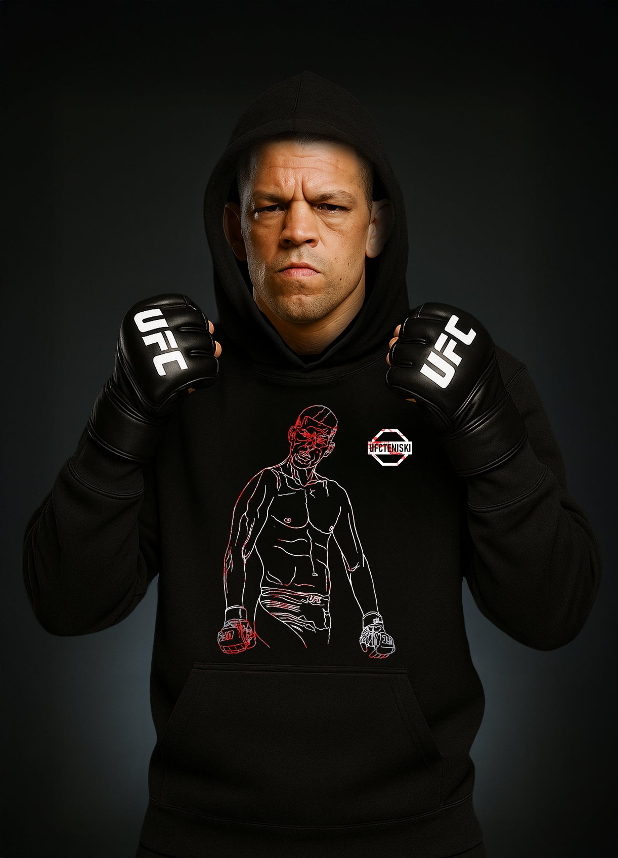 Nate Diaz „BLOODY“ Hoodie / Нейт Диаз „КЪРВАВИЯ“ Суичер